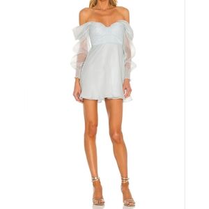 House‎ Of Harlow x REVOLVE Light Blue Burna Mini Dress, Womens Size Small
